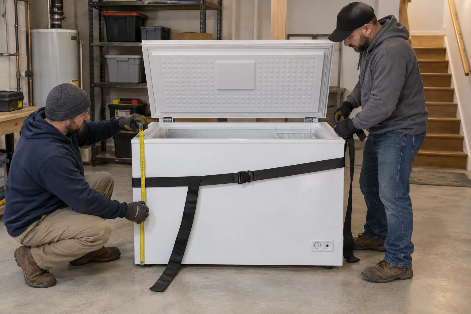 Preparation detail for how to defrost and prepare a freezer for removal